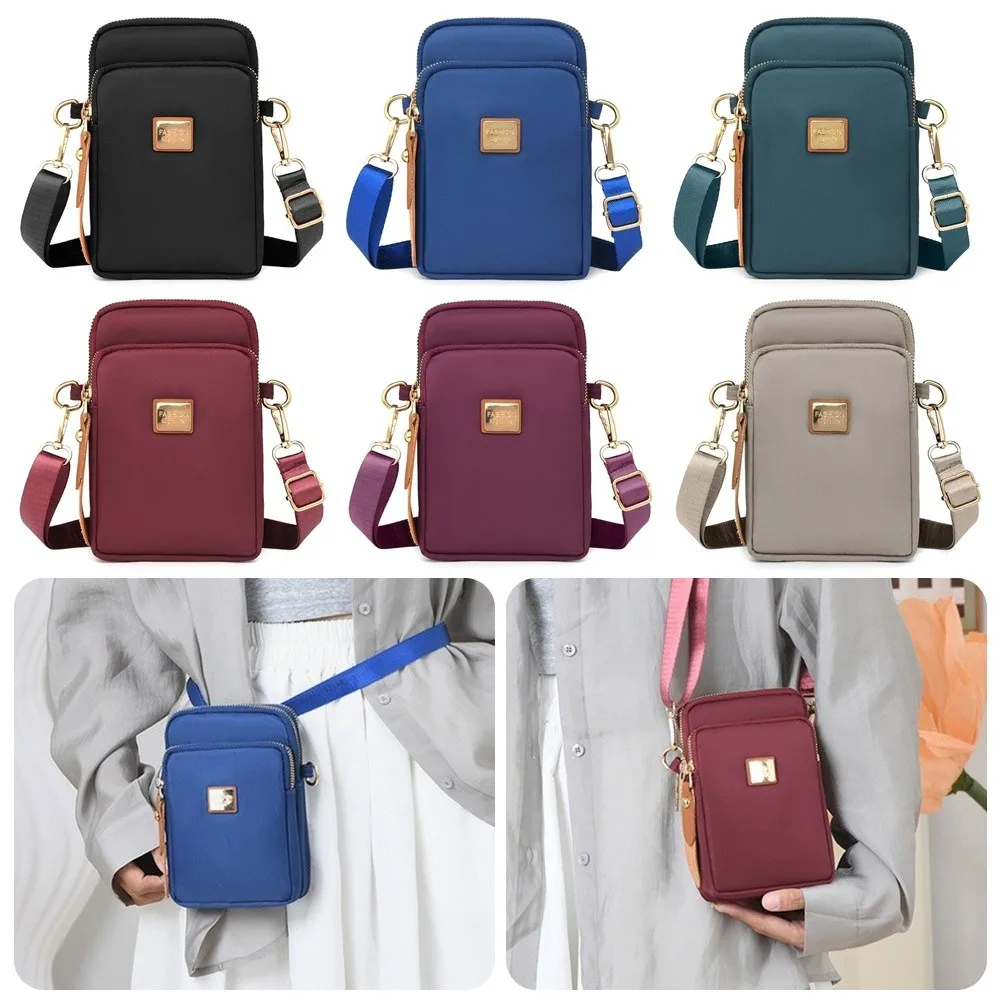 

Fashion Nylon Crossbody Bags Multiple Pockets Square Messenger Bag Adjustable Wide Strap Waterproof Bucket Bag Women