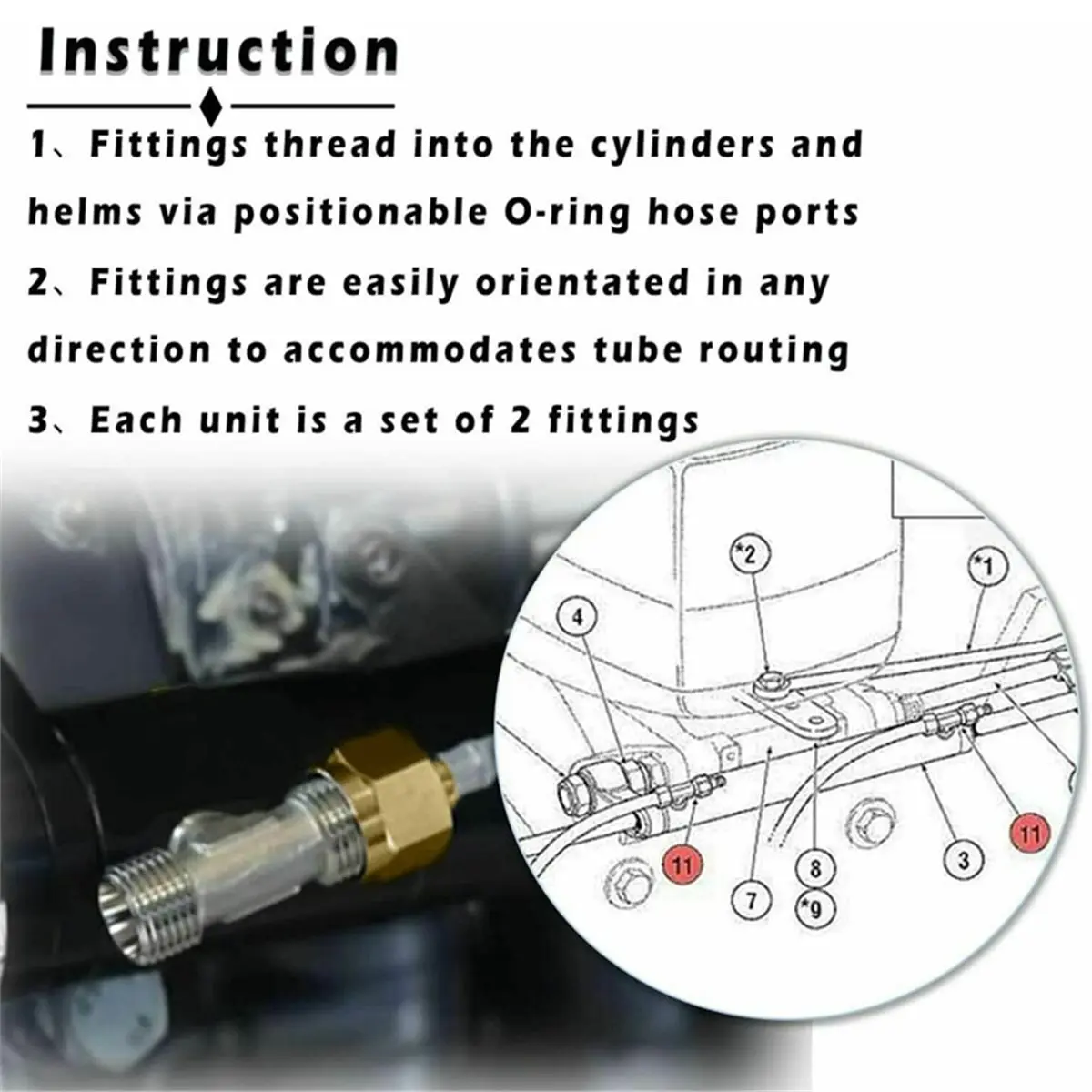 

COFA 2Pcs Bleeder Tee Connector Kit for 3004.6439 HF4202 Fit for All Cylinders