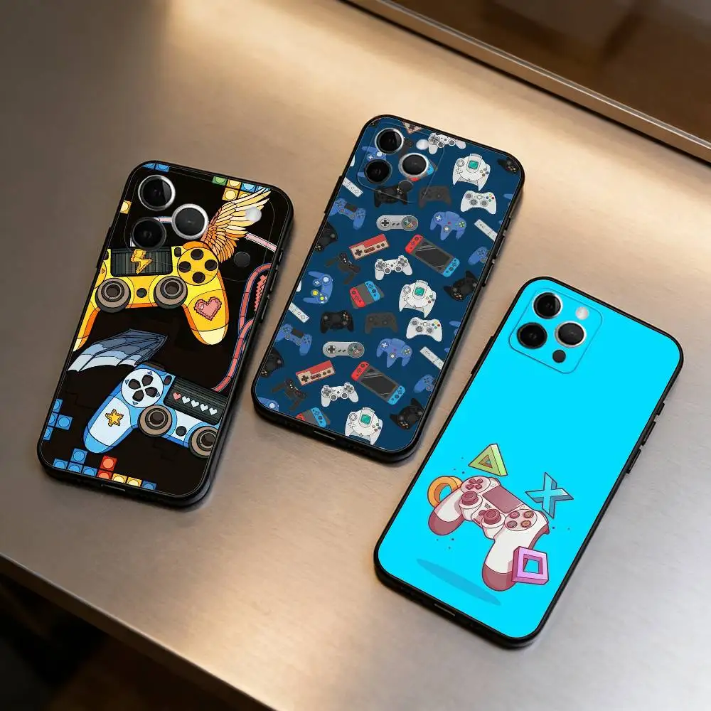 

Console Gamepad Gamer Play Phone Case For iPhone 17,16,15,14,13,12,11 Plus,Pro Max,Soft Silicone Black Cover
