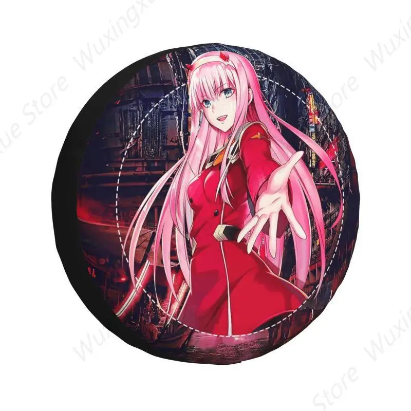 Darling In The Franxx Spare Tire Cover for Prado Pajero Wrangler Jeep RV SUV Trailer Zero Two Anime Car Wheel Protector Covers