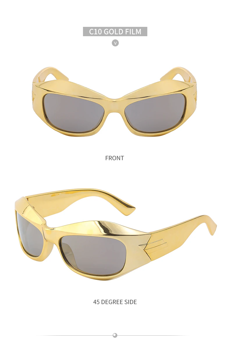 Cyber Y2K Punk Sonnenbrille für Damen und Herren, Sportliche Eckige Sonnenbrille für Damen 2026, Luxusmarke Steampunk Silberne Brillen UV400-Schutz – Detail 24