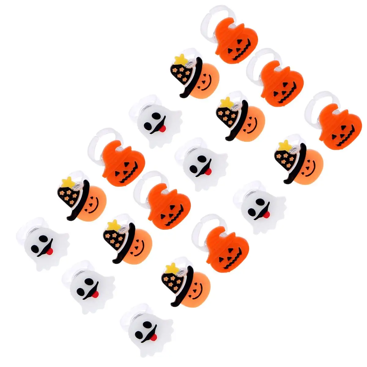 

50 Pcs Halloween Decor LED Ring Kids Toy Pumpkin Different Shape Flashing Rings Decoration Cartoon