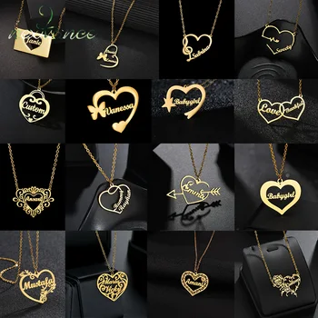 Nextvance カスタマイズされたハートネームネックレスデザイン愛ステンレス鋼パーソナライズネームプレート女性のためのファミリージュエリーギフト