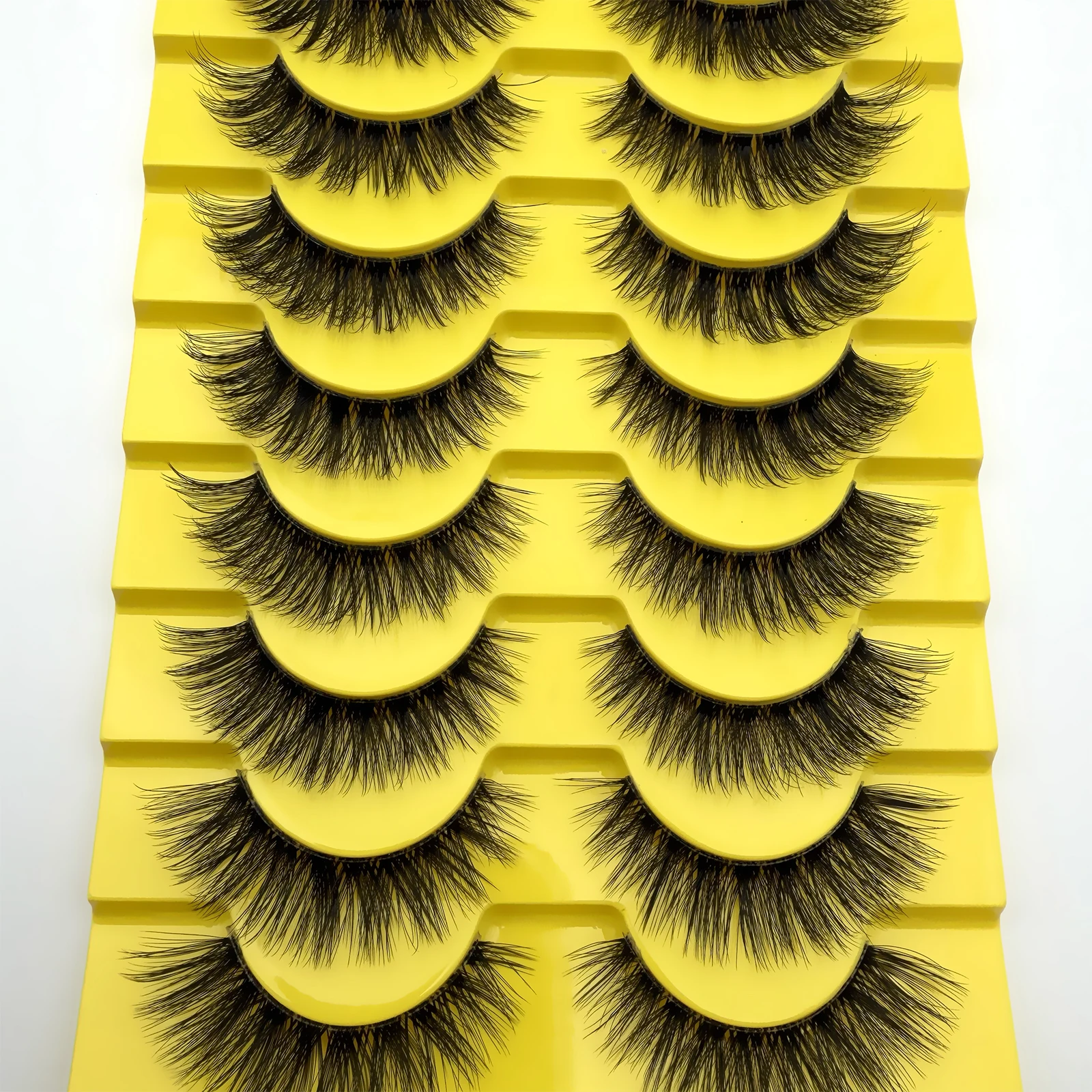 10쌍 인조 밍크 속눈썹 자연스러운 풍성한 3D 두꺼운 볼륨 D 컬 속눈썹 연장처럼 보이는 가짜 속눈썹