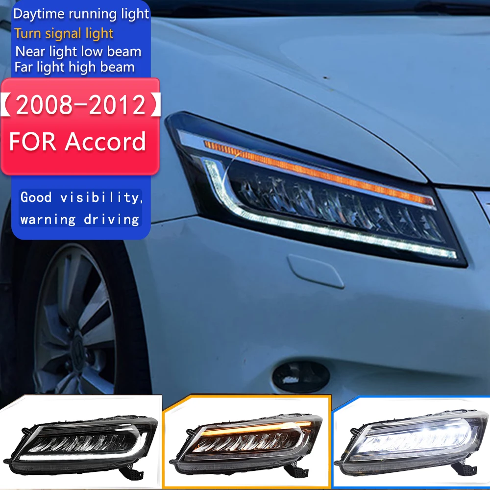 

Автомобильный Стайлинг, фара для Accord, светодиодная фара 2008-2012, динамический сигнал, светодиодный DRL, спрятанная фара, ангельский глаз, биксеноновые аксессуары