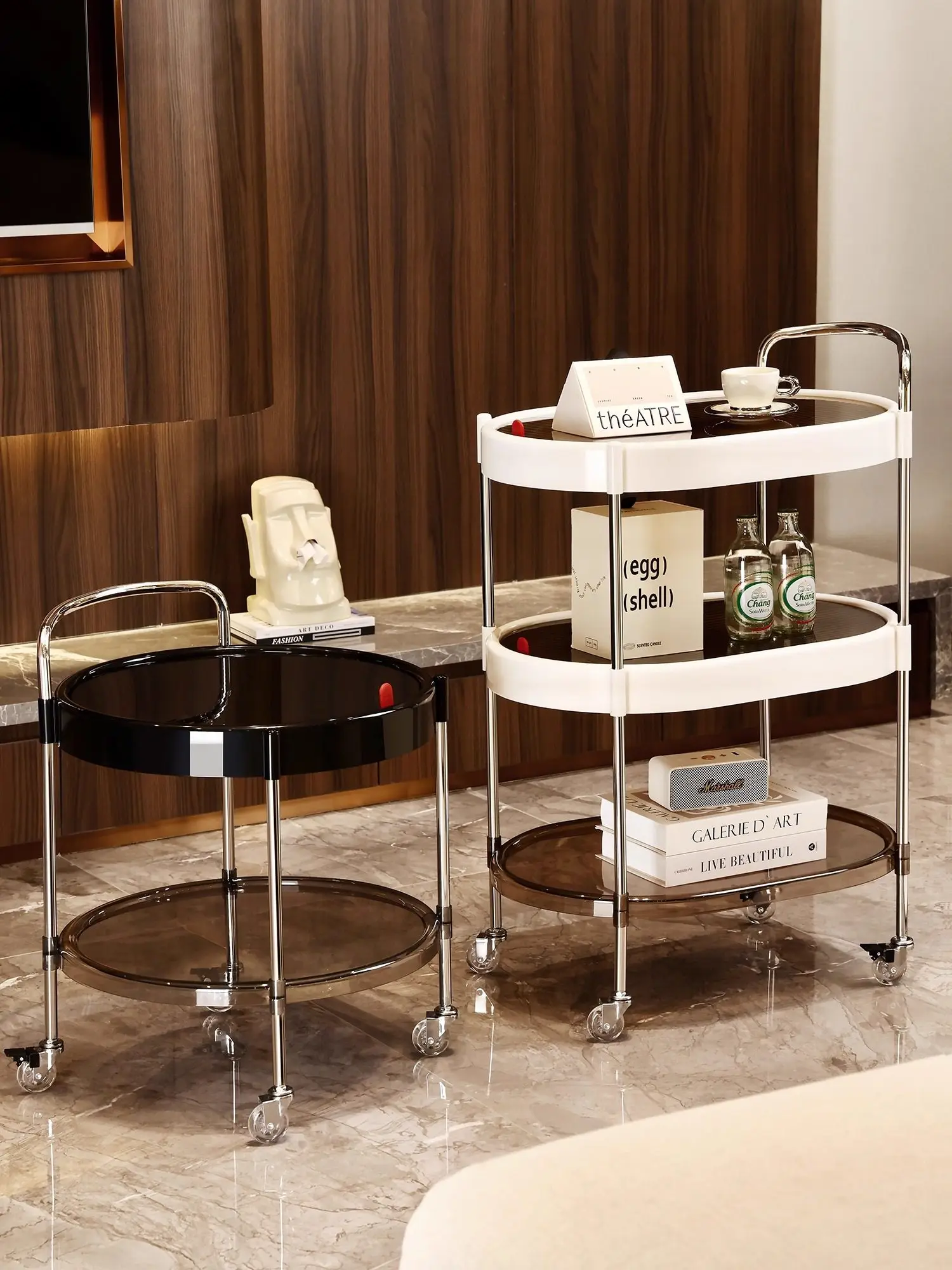 

Movable trolley rack, home living room, tea table, snacks, beverage storage rack, high-end multi-layer finishing rack