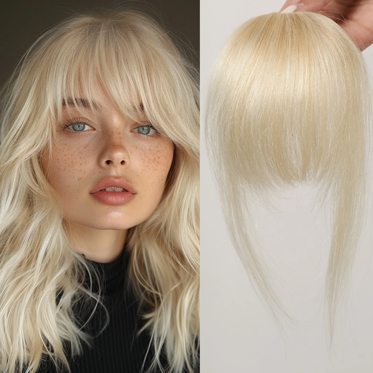 100% Human Hair Bangs Clips in Air Fringe Bangs Hairpiece dla kobiet Platinum Blonde Remy Human Hair Bangs Hair Extension 4,5 cala