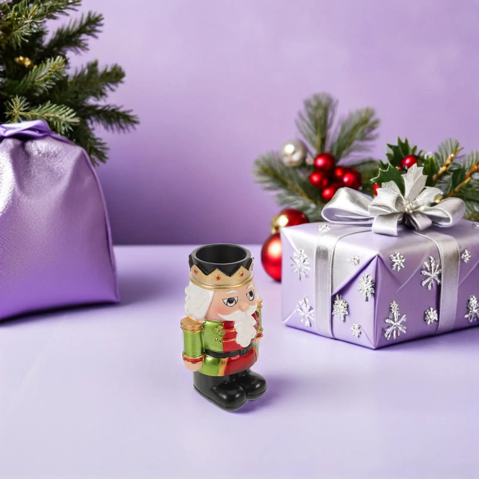 Nutcracker Holder Vintage Rustic Resin Xmas Table Centerpiece Pillar Taper Stand Christmas Fireplace Decor