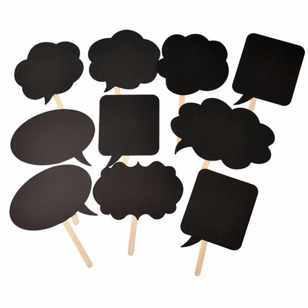 DIY 10 Pcs Black Cards Sticks Chalk Glue in a Set Photo Booth Props Love DIY Photography Wedding Decoration Party Photobooth