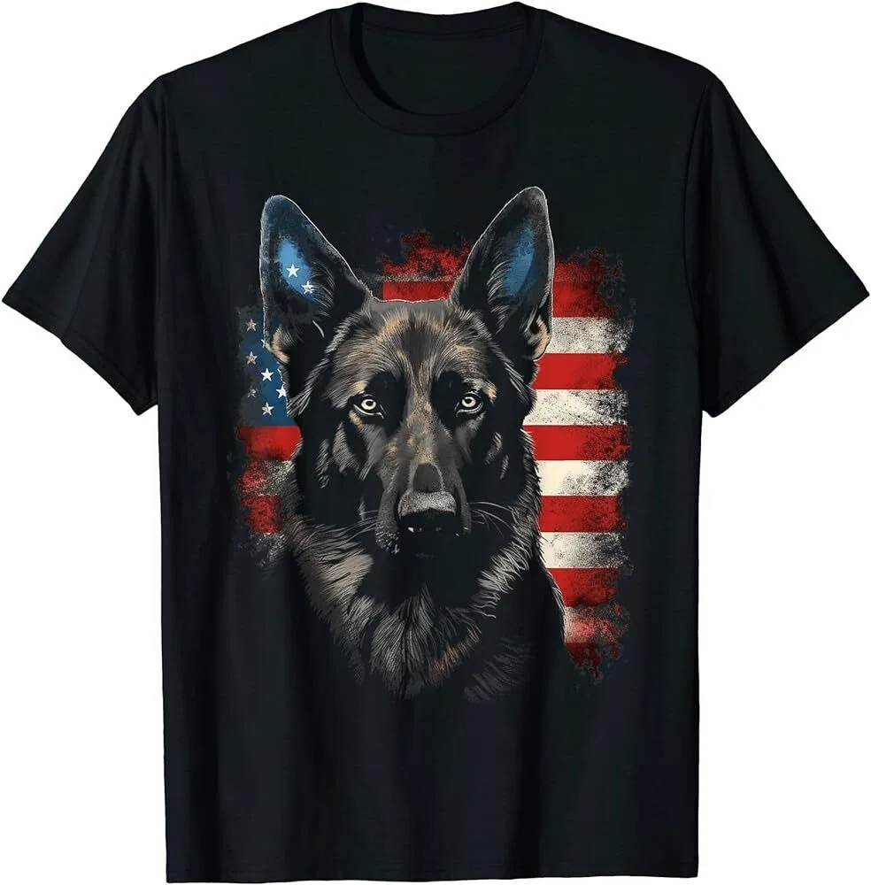 

Patriotic Black German Shepherd American Flag Dog Gifts Tees T-Shirt