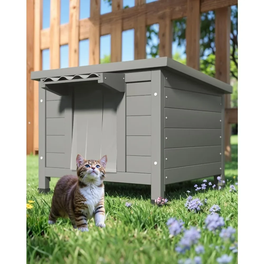 

Waterproof Foam Insulated Outdoor Cat House - Large Wooden Feral Cat Enclosure for Multiple Cats