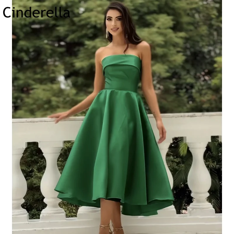 

Short Prom Dresses Strapless High Quality Satin Prom Dresses With Lace Up Back Event Dress vestidos de fiesta de noche New