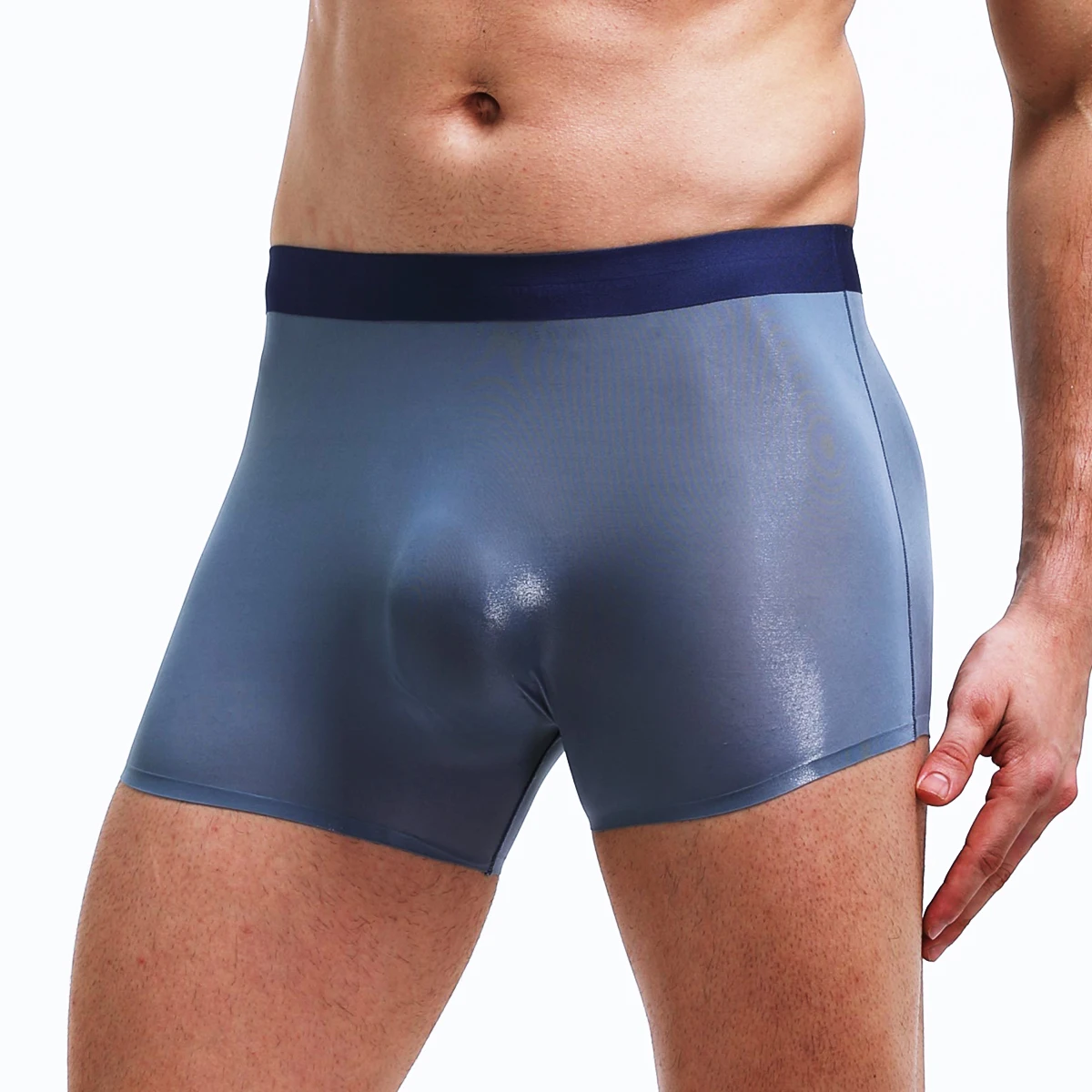 Mens Total Support Pouch Boxer Briefs Silky Cooling Moisture Wicking Underwear Soft Breathable Elastic Waistband Underpants