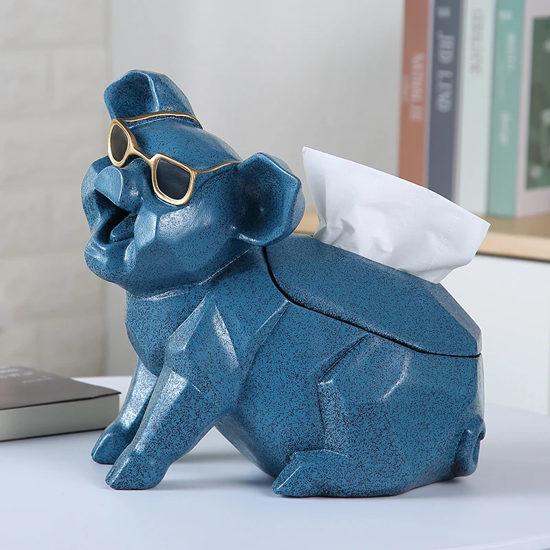 

High end desktop napkin box, paper box, Nordic tissue box, living room coffee table, cute and creative pig ornament