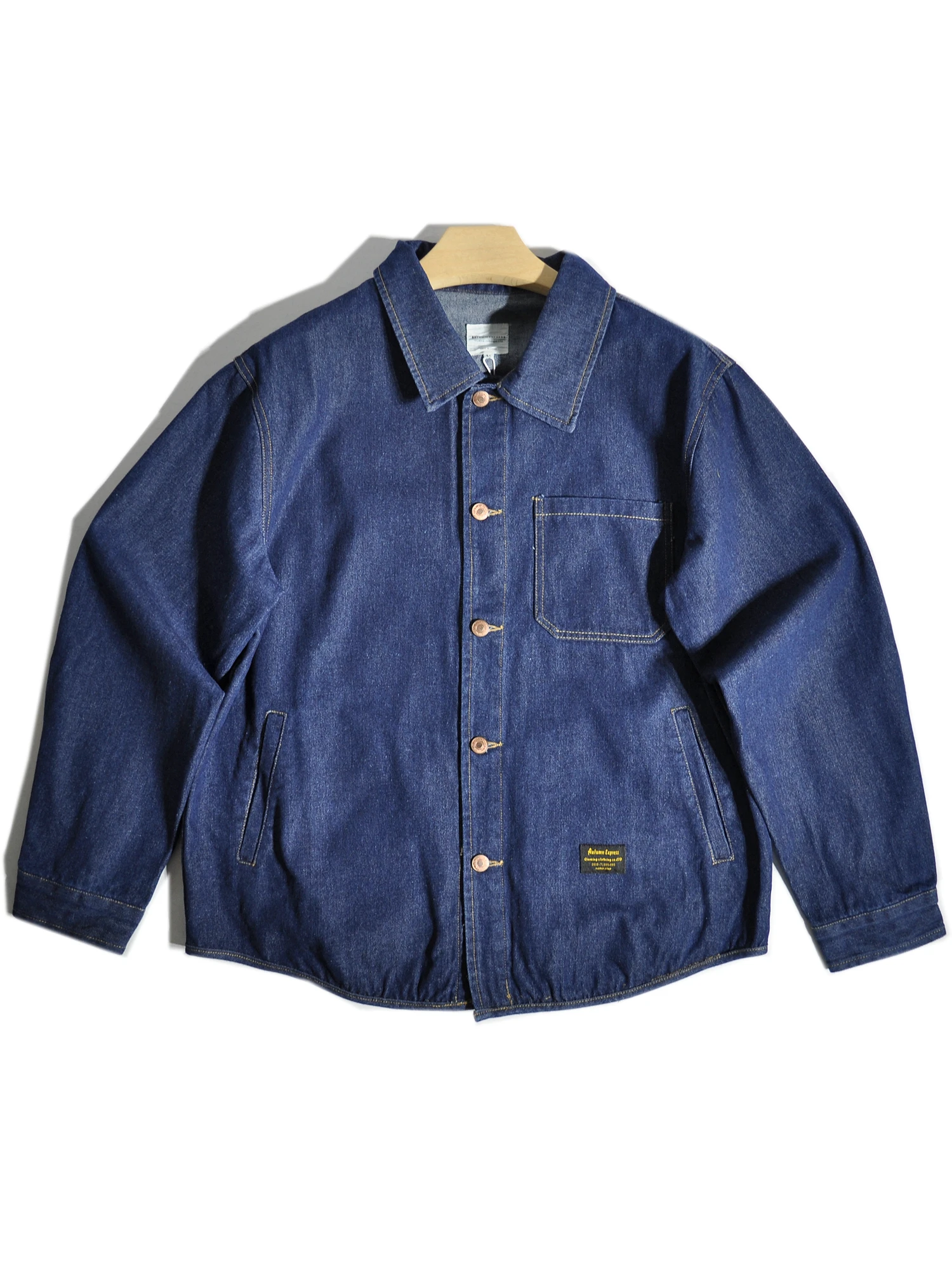 

Autumn Japanese Sle Khaki Retro Collar Layered Pure Cotton Denim Jaet Loose American Casual Workwear Outerwear Top