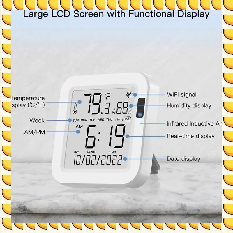 

Датчик температуры и влажности BAAU, ЖК-экран, инфракрасный датчик, подсветка, умное приложение Tuya, дистанционное управление голосом Alexa