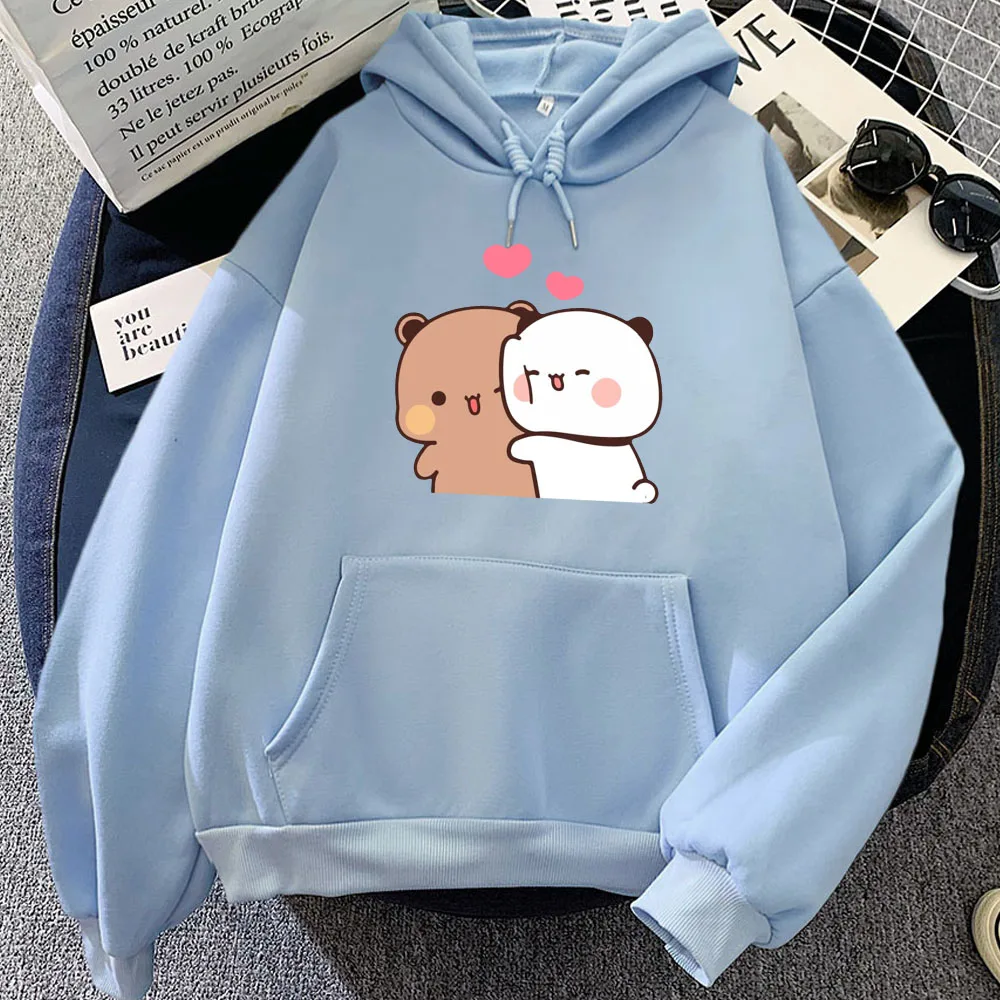 Panda Beruang Bubu Dudu hoodie kasual wanita/pria Kawaii grafis kaus lengan panjang musim dingin hangat hoodie pullover Sudadera anak perempuan