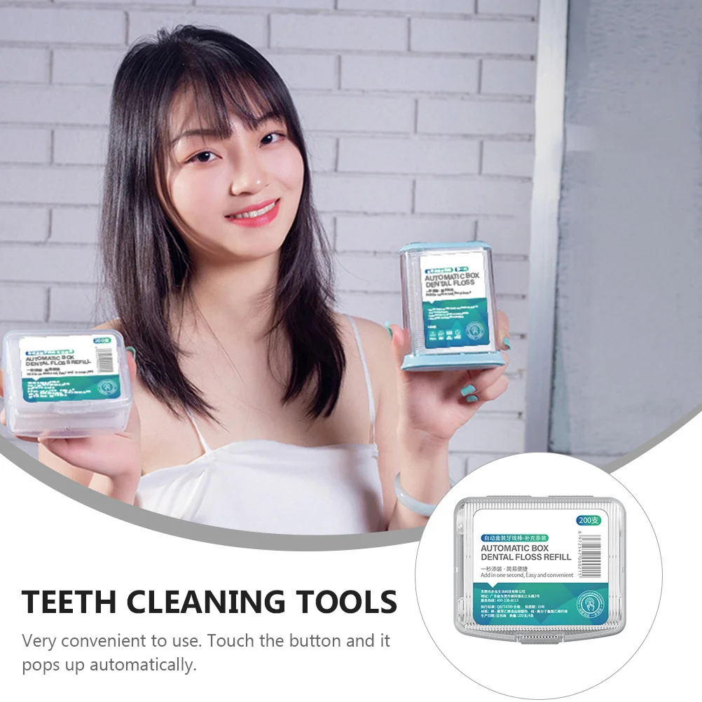 200개입 치실 픽 얇고 내구성 있는 휴대용 식품 찌꺼기 제거 구강 청소 도구 치실 픽 치아 청소 도구