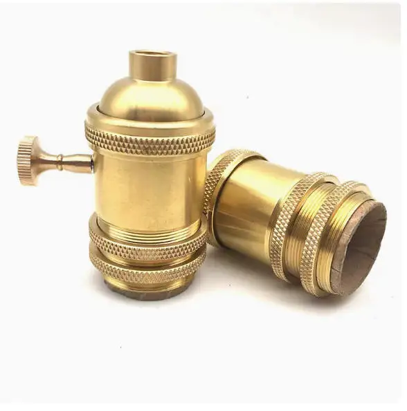 2pcs Edison Vintage  E27/E26 With Switch Lighting Screw Socket  Lamp Base DIY Lampholder Antique Brass Lamp Holder Fixture