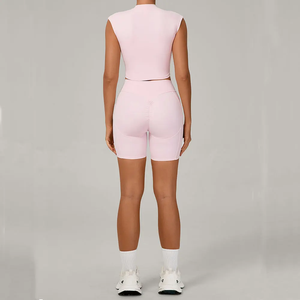 

Комплекты для йоги Женский спортивный костюм Комплекты для тренировок из 2 предметов Спортивные костюмы Йога с короткими рукавами Шорты с высокой талией Одежда для бега и фитнеса