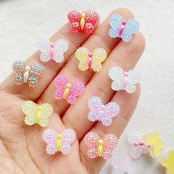 30pcs Colorful Resin Kawaii Mini Painted Shiny Butterfly Nail Art Flat back Stone Figurines Scrapbook DIY Jewelry Decor Crafts