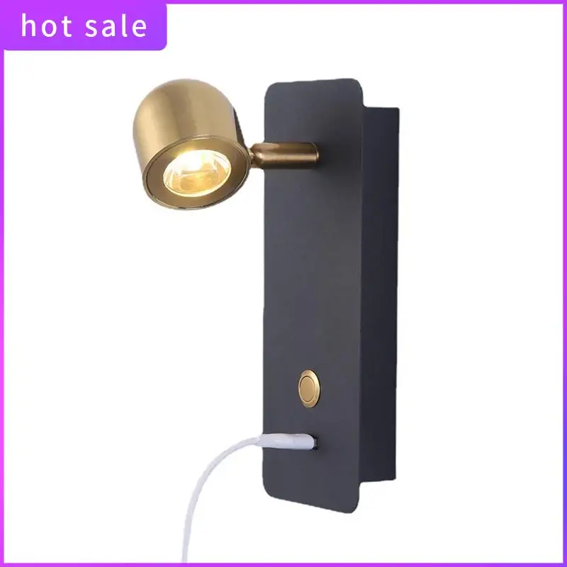 

1Set Surface Mounted Plug-In Bedroom Wall Lamp Hotel Bedroom Bedside Reading Lamp Press Switch Bedside Wall Lamp Black