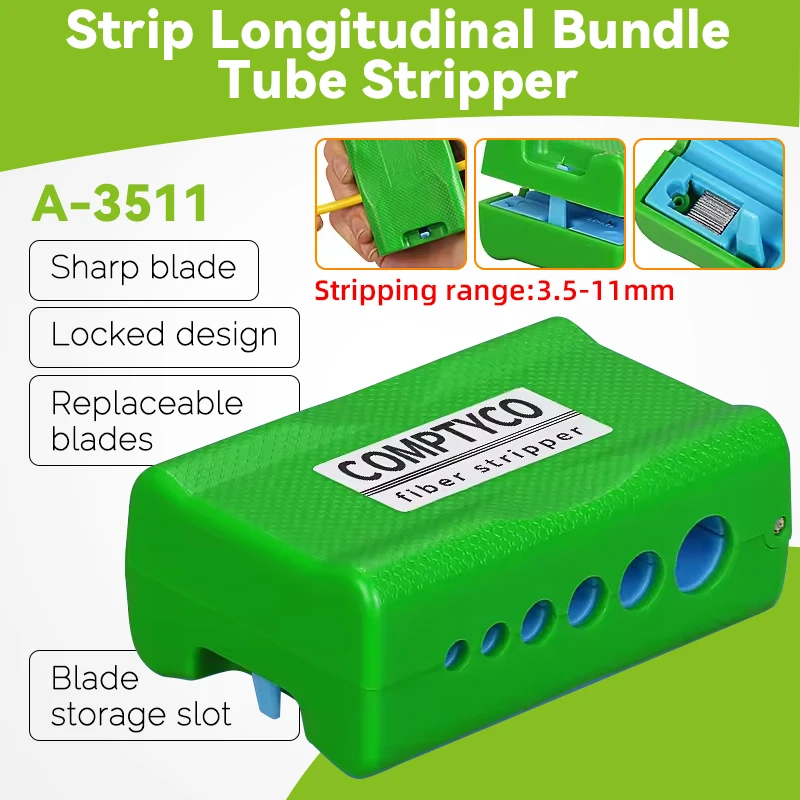 COMPTYCO 3.5-11MM Longitudinal Center Pipe Stripping Tool Tube Slitter Fiber Optic Ribbon Optic Cable Stripper A-3511