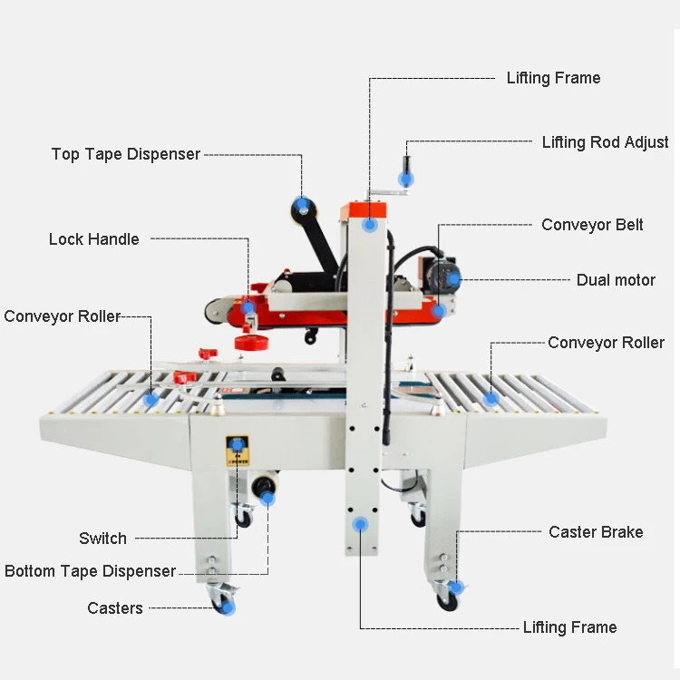 FXJ 6050 Industrial Commercial Box Tapping Packaging Semi Automatic Sealing Machine Carton Sealers