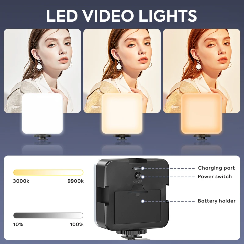 Clip Selfie Panel Light for Phone/Laptop/Tablet/Computer, Dimmable Portable Clip Camera Light with 2000mAh Battery lamp light