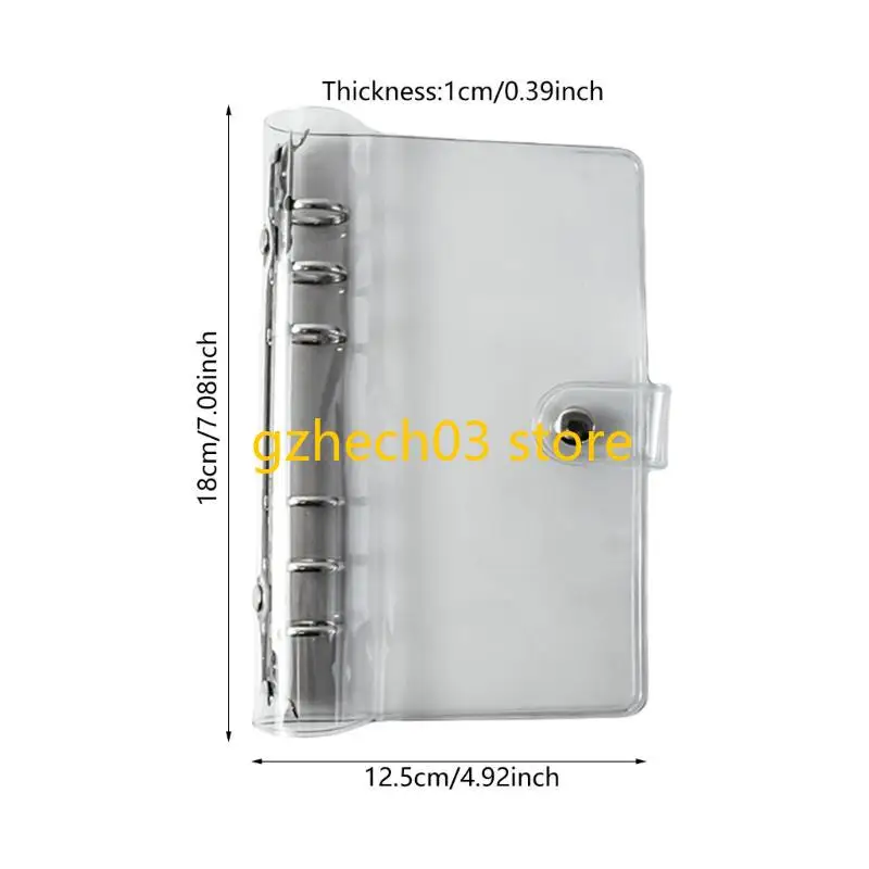 G2AC Clear Notebook Prolders 6 Rings Plannner Binder Soft Binder with Snap Button Closure Dollable Binder Binder
