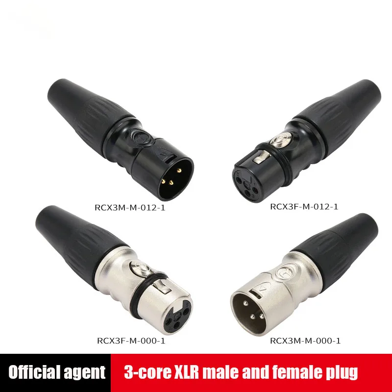 A pair REAN XLR Plug Connector 3 Pin Male Female Audio Balanced XLR Plug Bend 90 Degrees Microphone Cable Plug