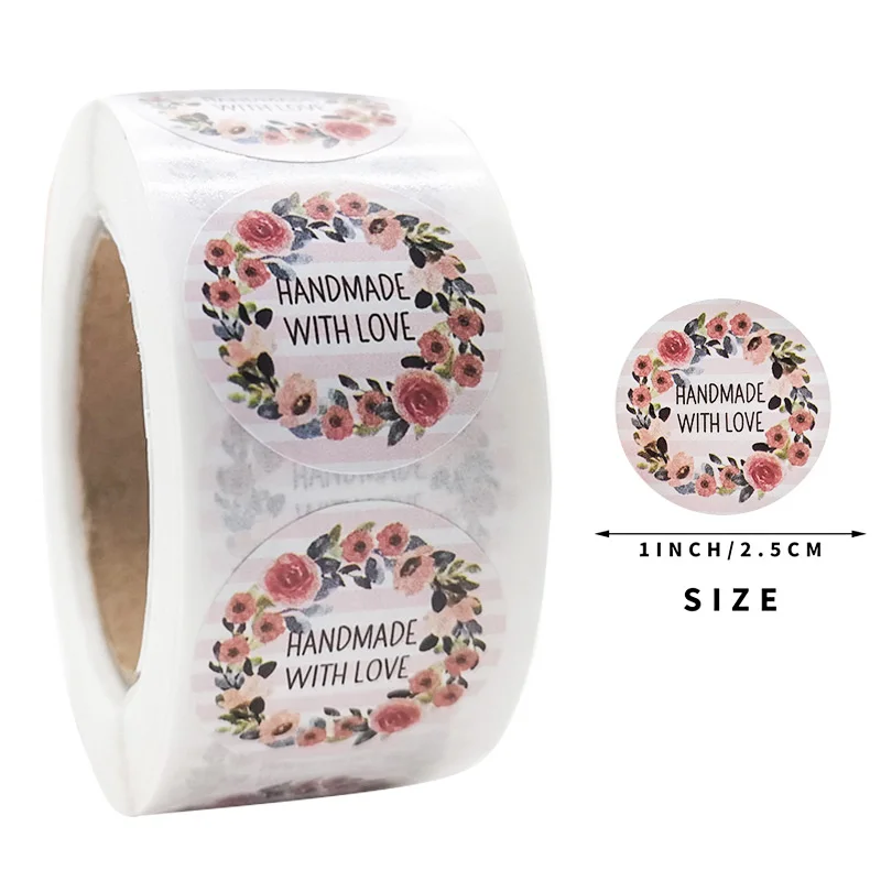 500pcs Handmade with Love Stickers Baking Label Wedding Sticker Party Label Gift Decoration Envelope Sealing Stationery Stickers