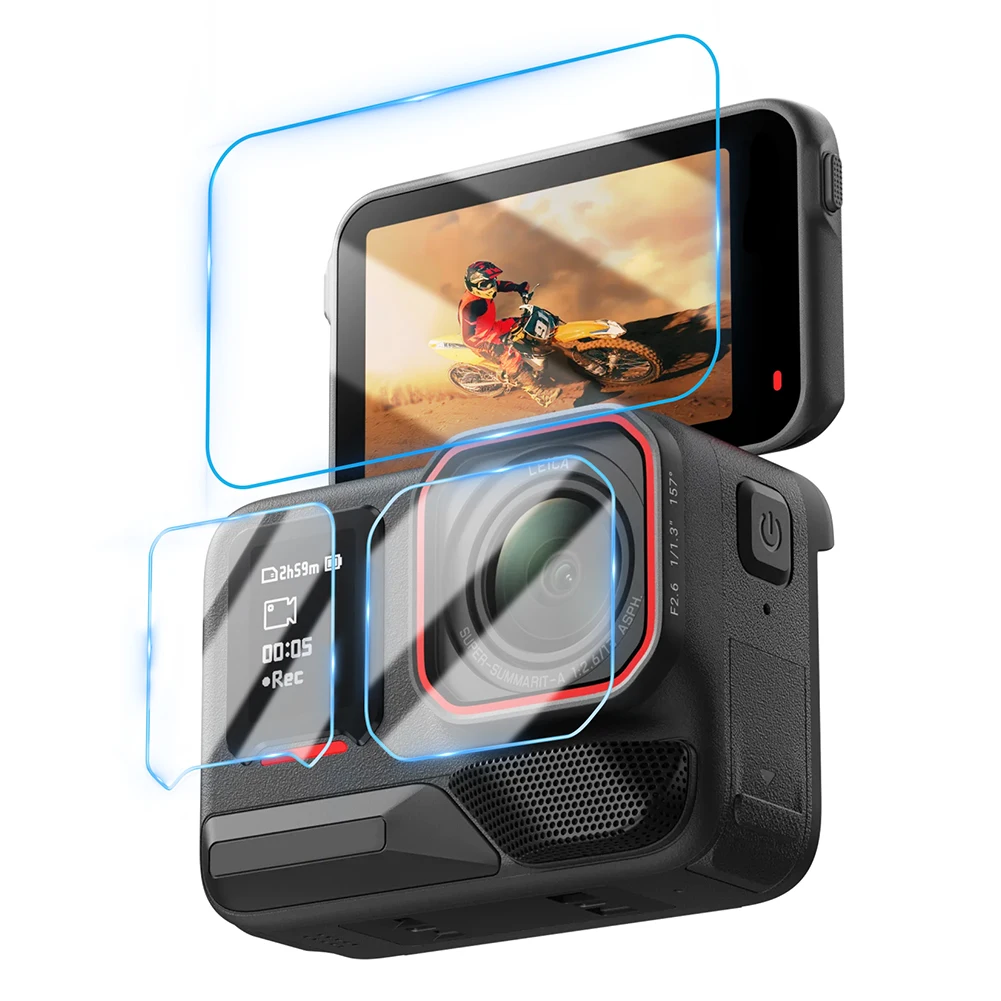 2 Pack Tempered Glass Protection Glass Film Ultra HD Camera Lens Protector 9H Hardness Anti-Bubble for Insta360 Ace Pro 2 Camera