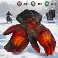 USB Electric Motocross Heating Gloves Genuine Leather Windproof Touch Screen Heated Gloves Waterproof Motorcycle Heated Gloves