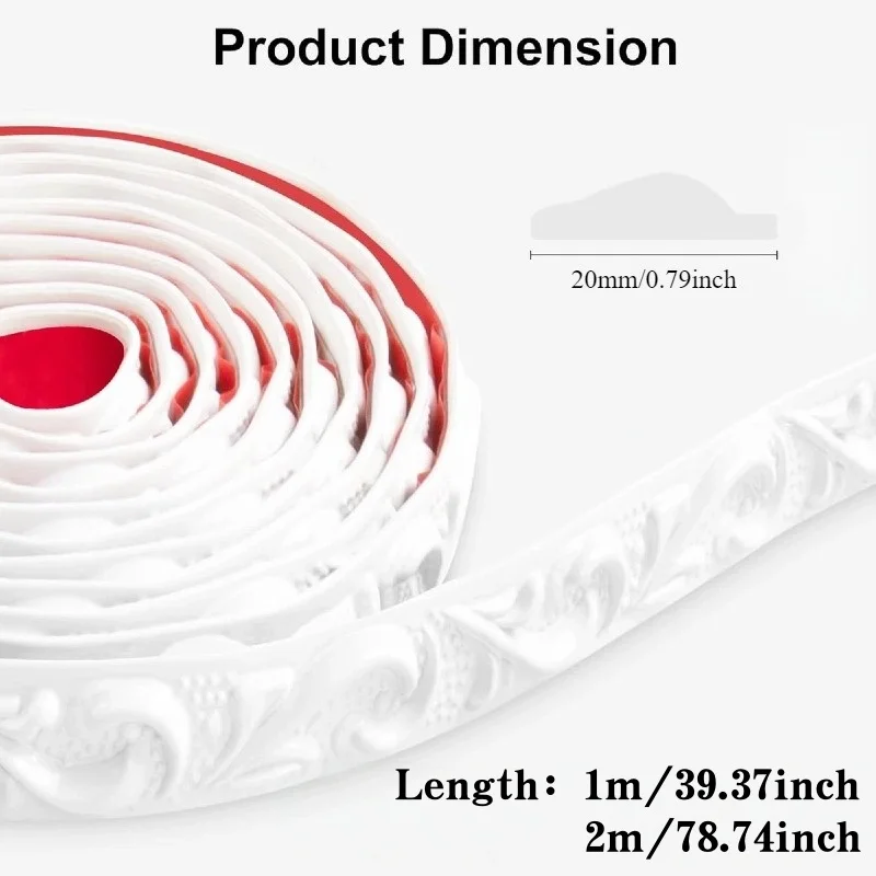 1PC 1/2m Embossed Ceiling Trim, Nail-free Self-adhesive Wall Edging Strip, Waterproof PVC Decorative Molding, Suitable for Ceili