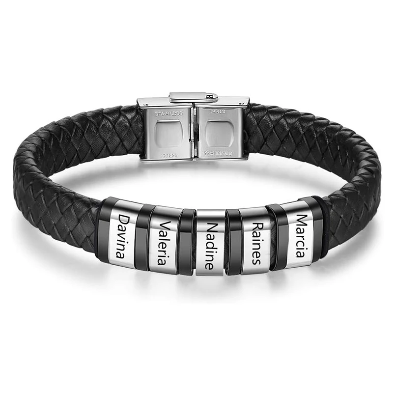 XCL Custom Braided Leather Name Bracelet 3