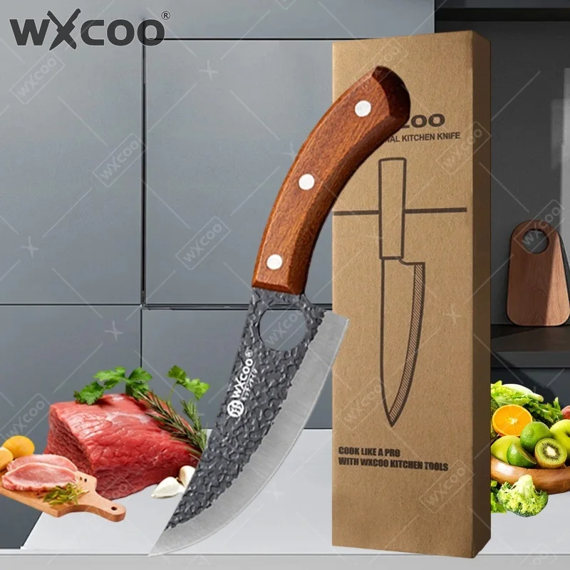 WXCOO Hand Forged Professional Butcher Knife Kitchen Knife for Meat Fish Cutter Slicing Vegetables Fruits Home Chef Knife