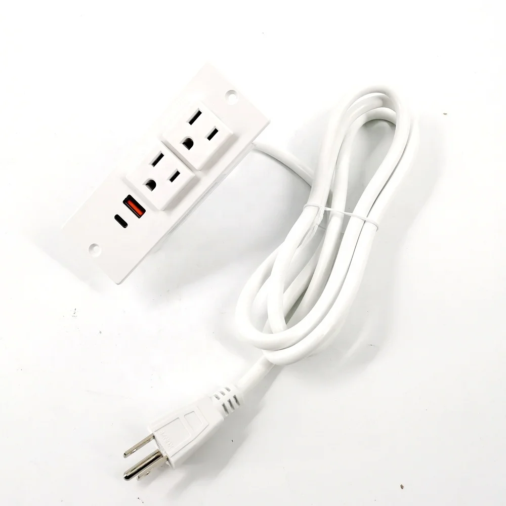 Recessed Hidden desk USA power strip grommet connected socket outlet with USB-c fast charging for office desk table