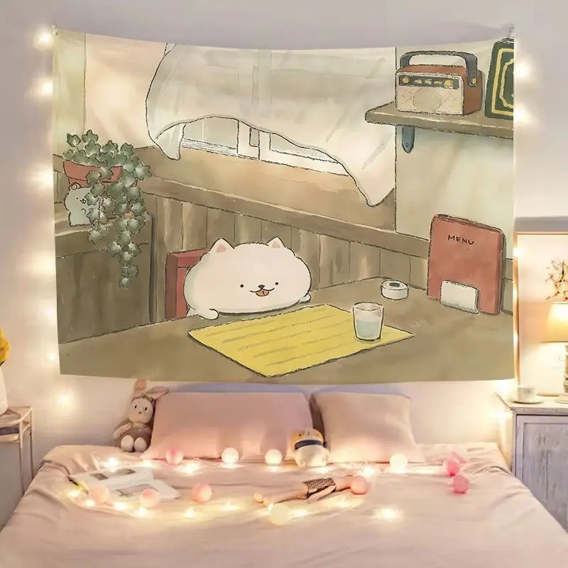 VIKAMA Warm Cozy Kitchen Dog Tapestry, Cute Puppy Wall Hanging for Bedroom Dorm Living Room Aesthetic Decor