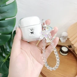 For JBL Tune 220/Tune 225 TWS Case Cute bear Transparent Silicone Earphone Case with Ornaments hearphone Cover for JBL t225