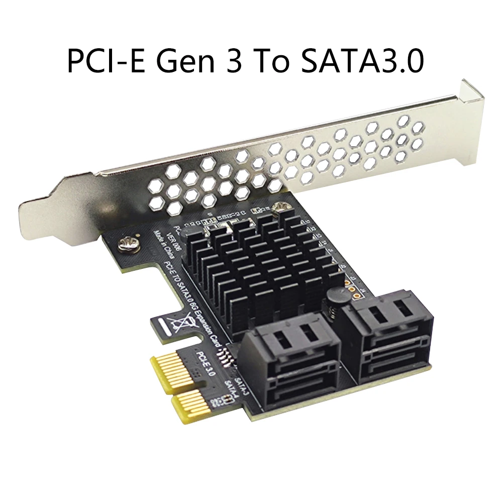 PCIE Gen 3 to SATA 3.0 Card PCI-E Adapter PCI Express to SATA3.0 Expansion Card 4Port SATA III 6G for SSD HDD Asmedia Asm1064