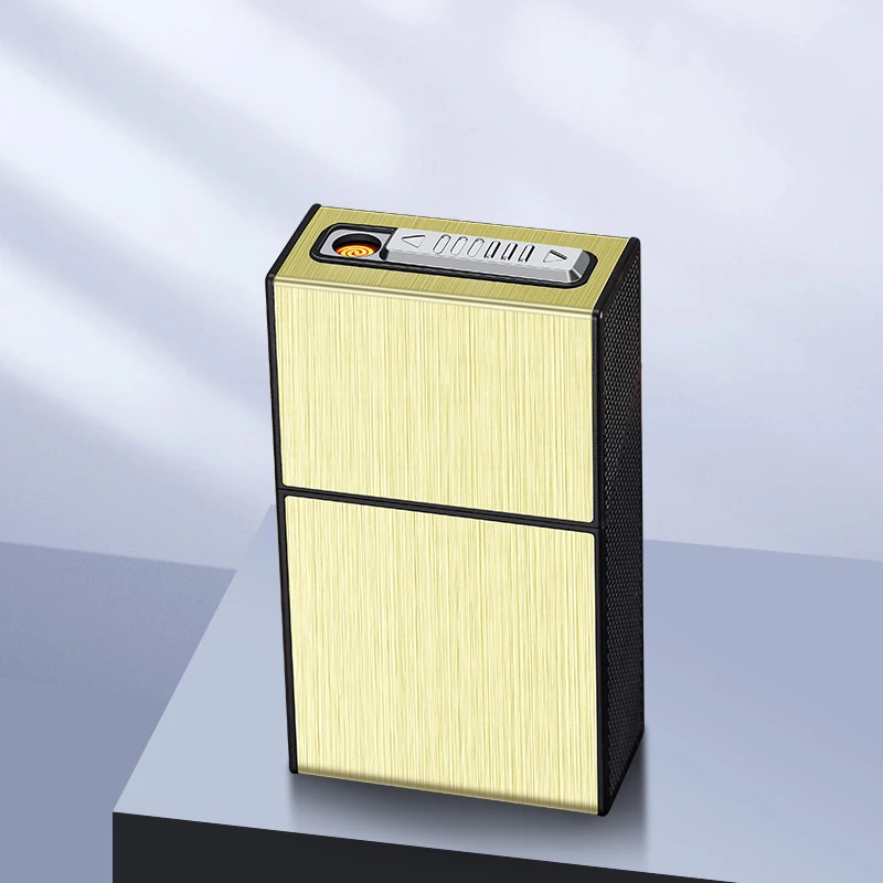 HB207 Coarse Cigarette 20 Pack Charging Cigarette Box Integrated Cigarette Box Lighter USB Charging Cigarette Box Wholesale