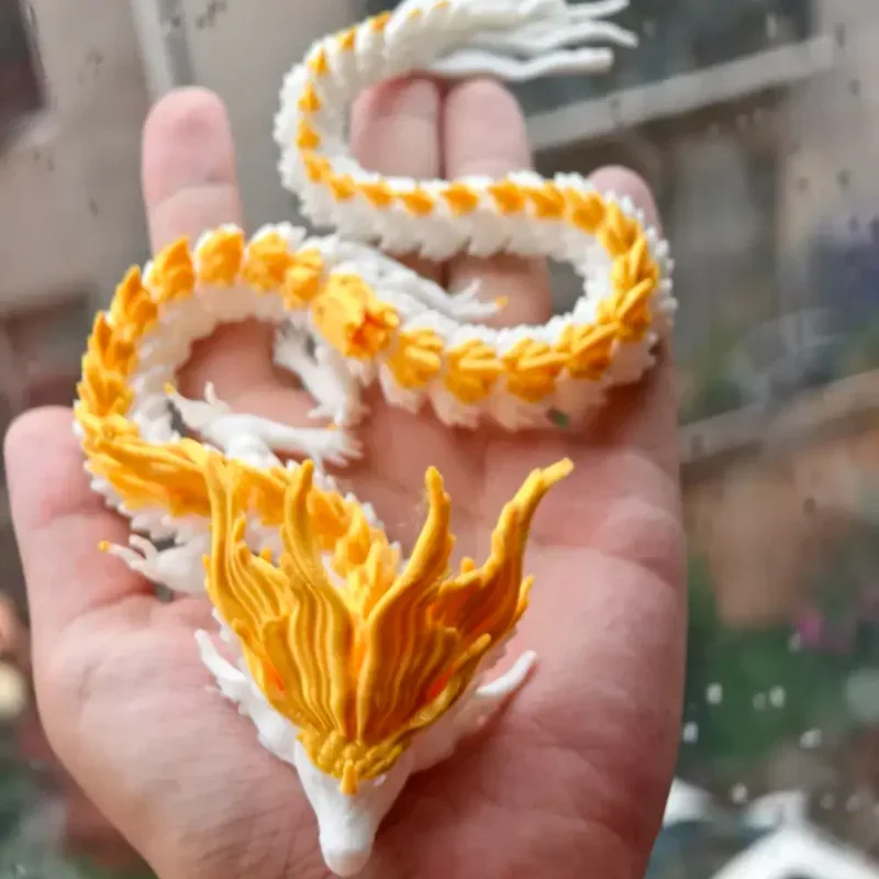 Golden 3d Printed Chinese Dragon Full Body Joints That Can Move Home Furnishings And Decorations Are Worth Collecting Toys