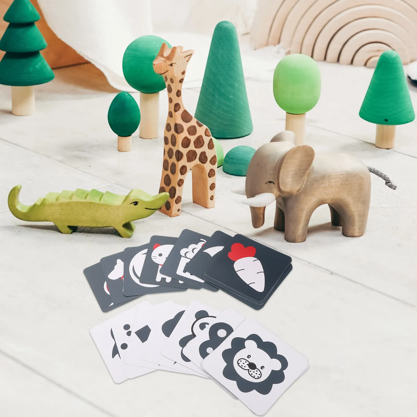 2 Sets Infant Flash Cards High Contrast Baby Flashcards Sensory Toys Newborn Learning