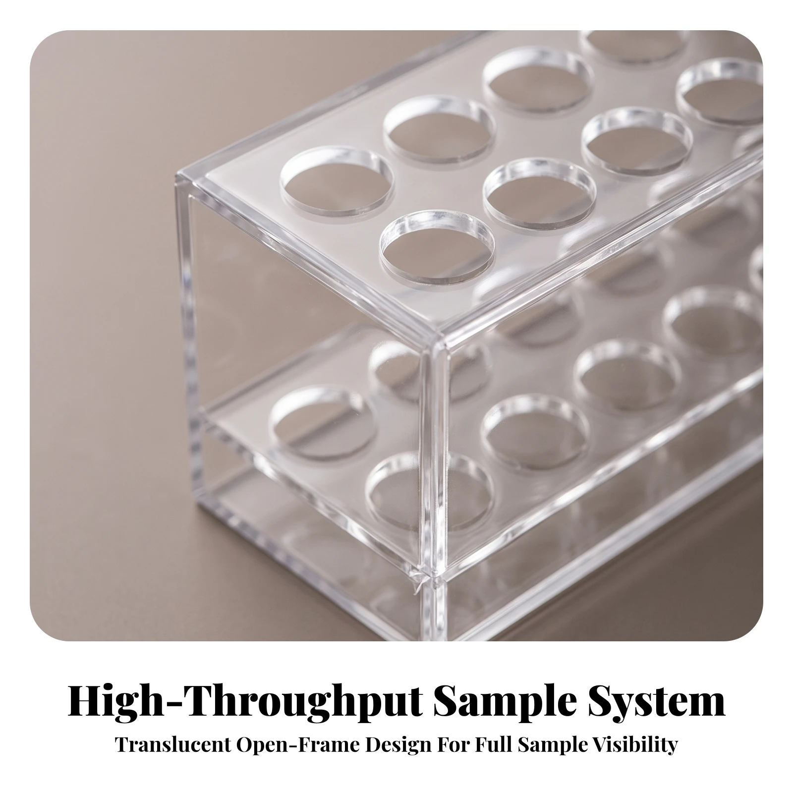 30-Hole Test Tube Rack Long-Lasting Plastic Test Tube Rack Space-Saving Transparent for Researchers, Science Laboratory