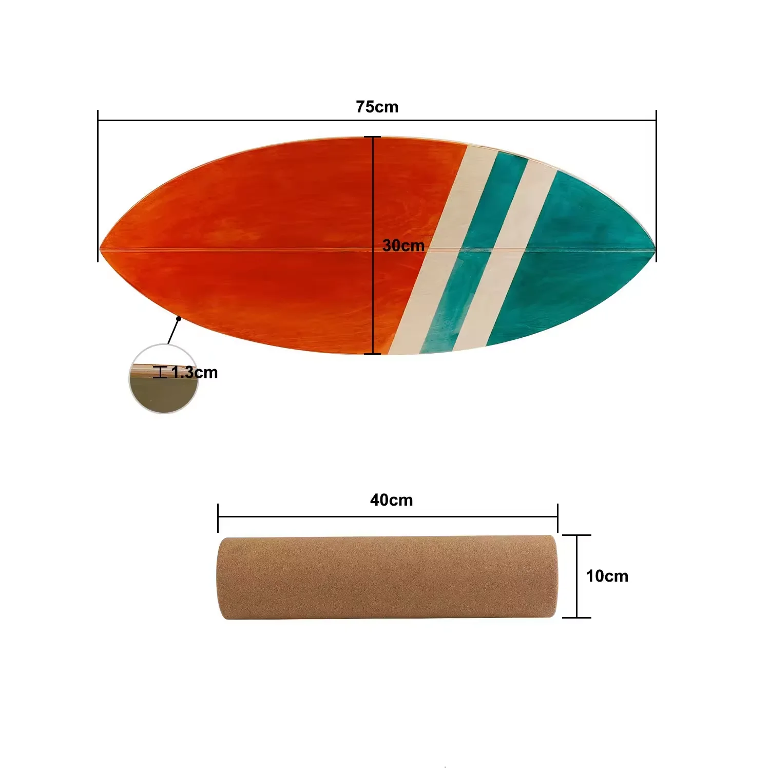 

Wooden Balance Board with Roller Land Surfboard Training Board Rehabilitation Training Slide Board