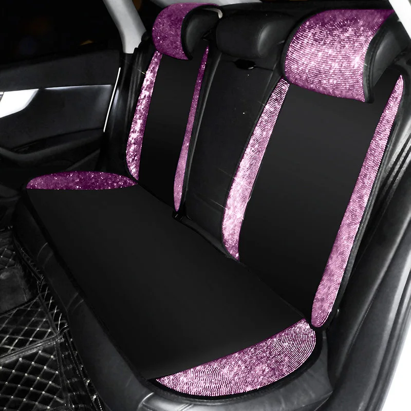 Crystal Pink Diamond Car Seat Covers Mat Four Seasons Universal Car Seat Cushion Fit For Women Ladies Girl Gift Auto Accessories