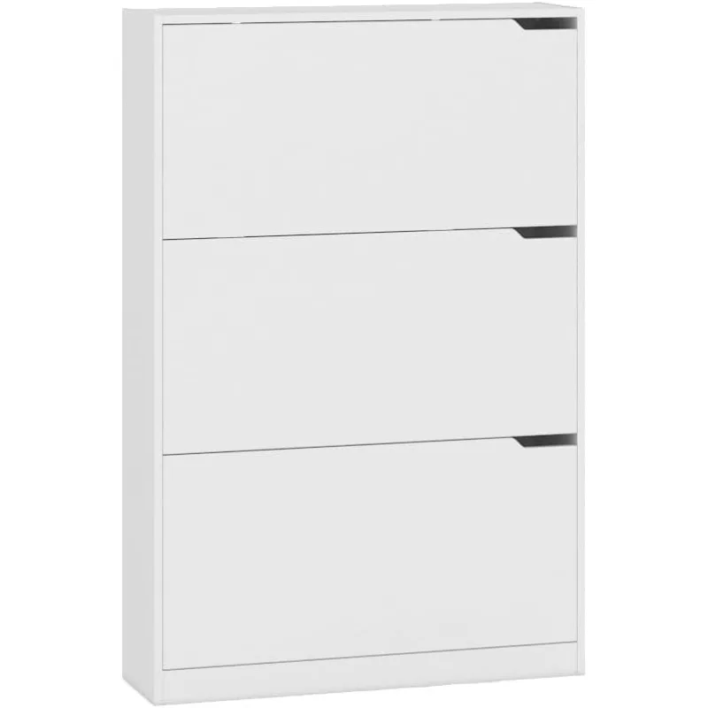 

Shoe Cabinet with 3 Flip Drawers,Wood Entryway Shoes Storage for Living Room, Hallway, White,9.33" D x 31.5" W x 47.2" H