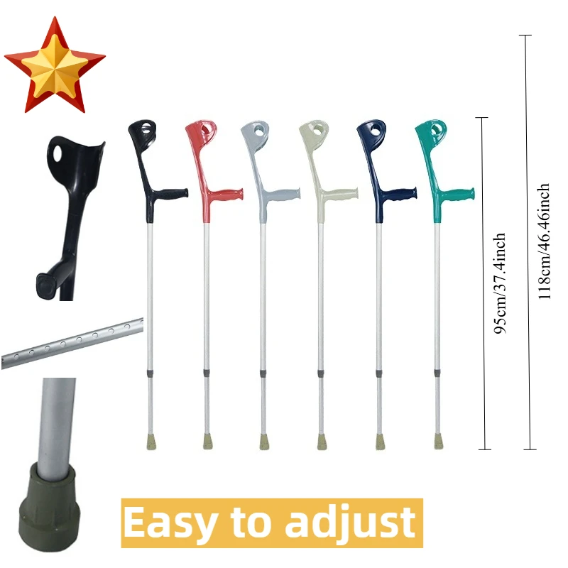 

Crozier Cane Walking Stick Crosier Aluminum Lightweight Anti-skid Crutches Disabled Height Adjustable Retractable Elbow Canes