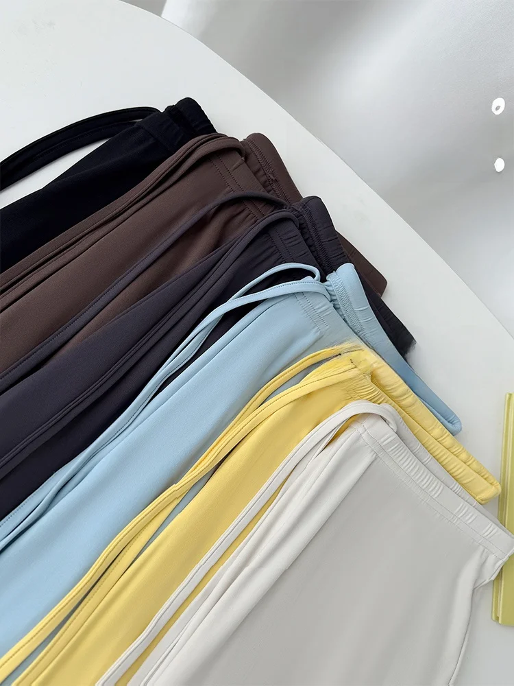 Casual solto calças de yoga femininas finas facionable perna reta calças compridas plus size confortável cintura elástica bot